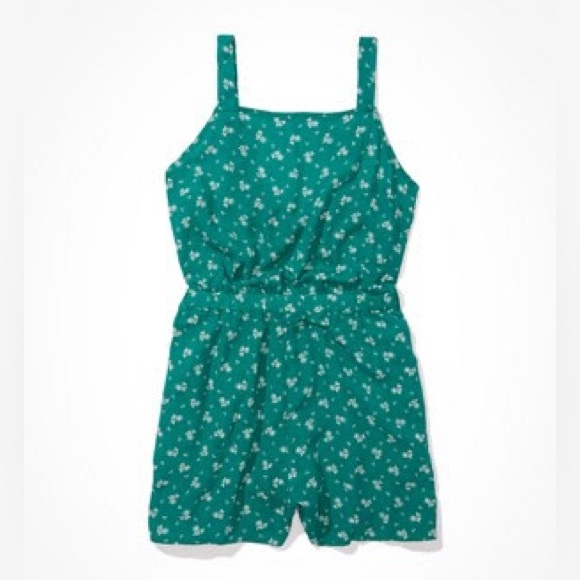 American Eagle Outfitters Pants - American Eagle small twist back green floral romper
